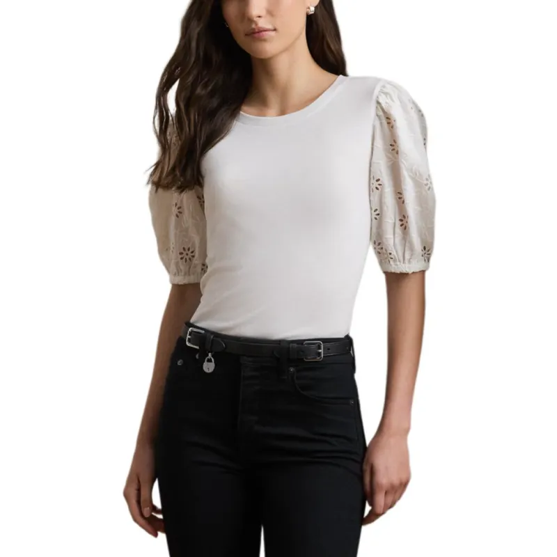 Polo Ralph Lauren Puff Sleeve T Shirt Women's White-2