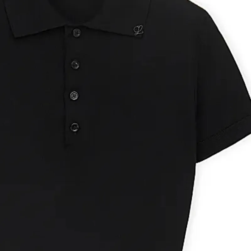 LOEWE Cropped Silk Polo Sweater Black-2