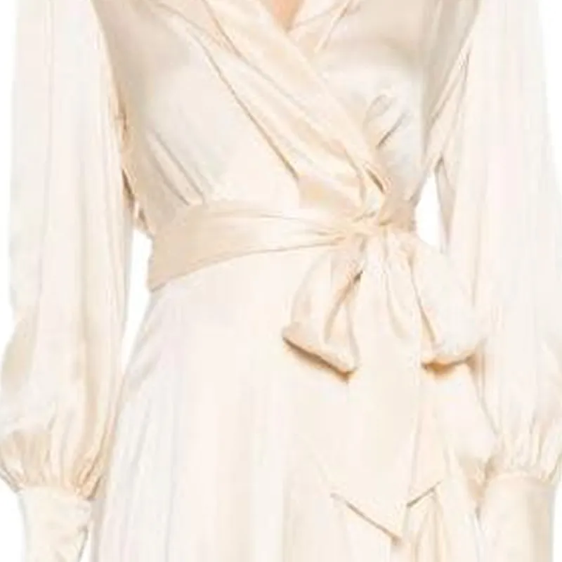 Zimmermann V-Neck Asymmetric Hem Midi Dress-6