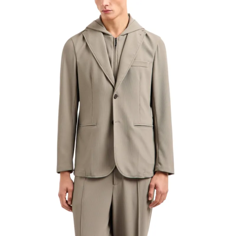 EMPORIO ARMANI Canneté Stretch Nylon Blazer With Detachable Inner Panel And Hood-1