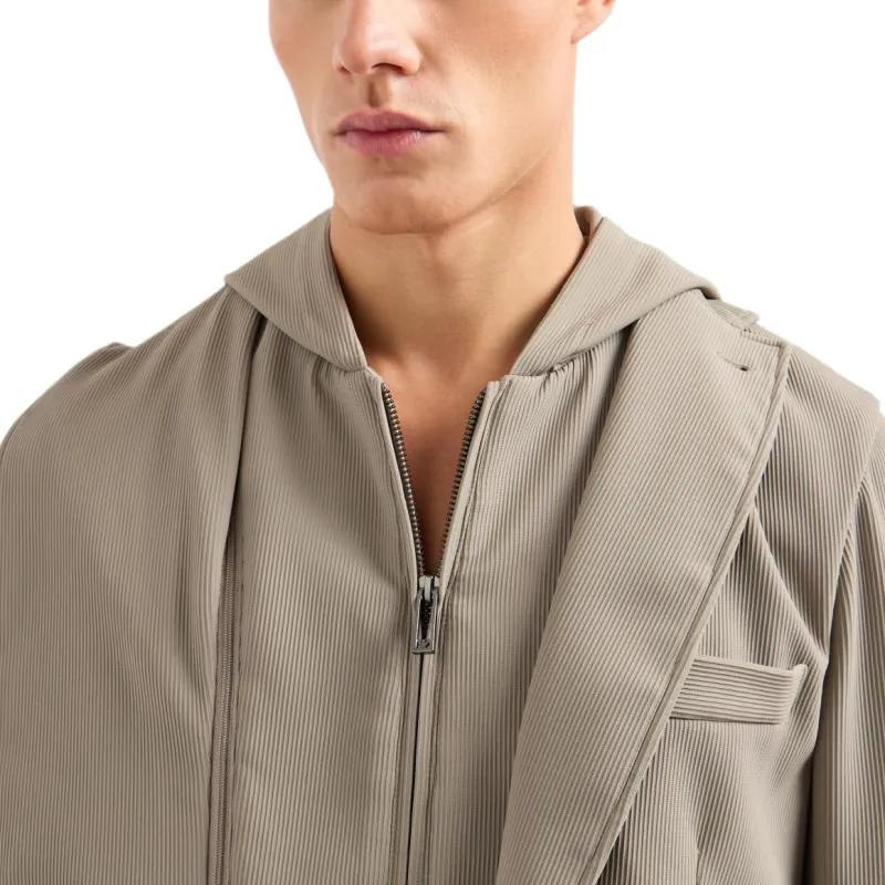 EMPORIO ARMANI Canneté Stretch Nylon Blazer With Detachable Inner Panel And Hood-5