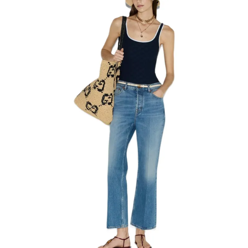 GUCCI FW25 Lido Collection Jeans Women's Blue-2