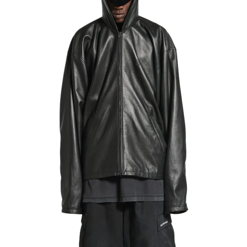 Balenciaga Leather Jacket Men's Loose Fit Black-2