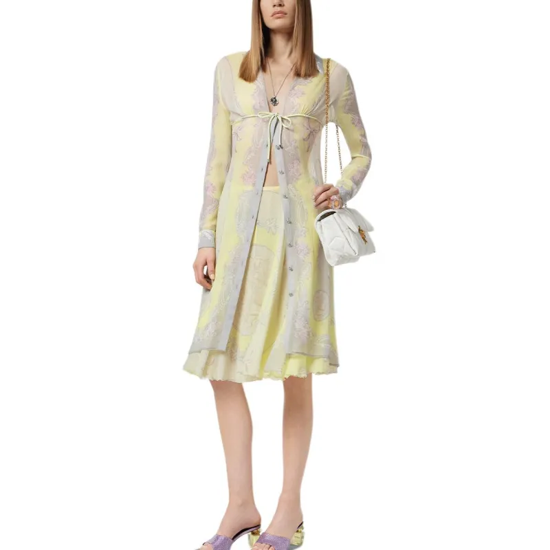 VERSACE Cameo Silk Midi Skirt-1