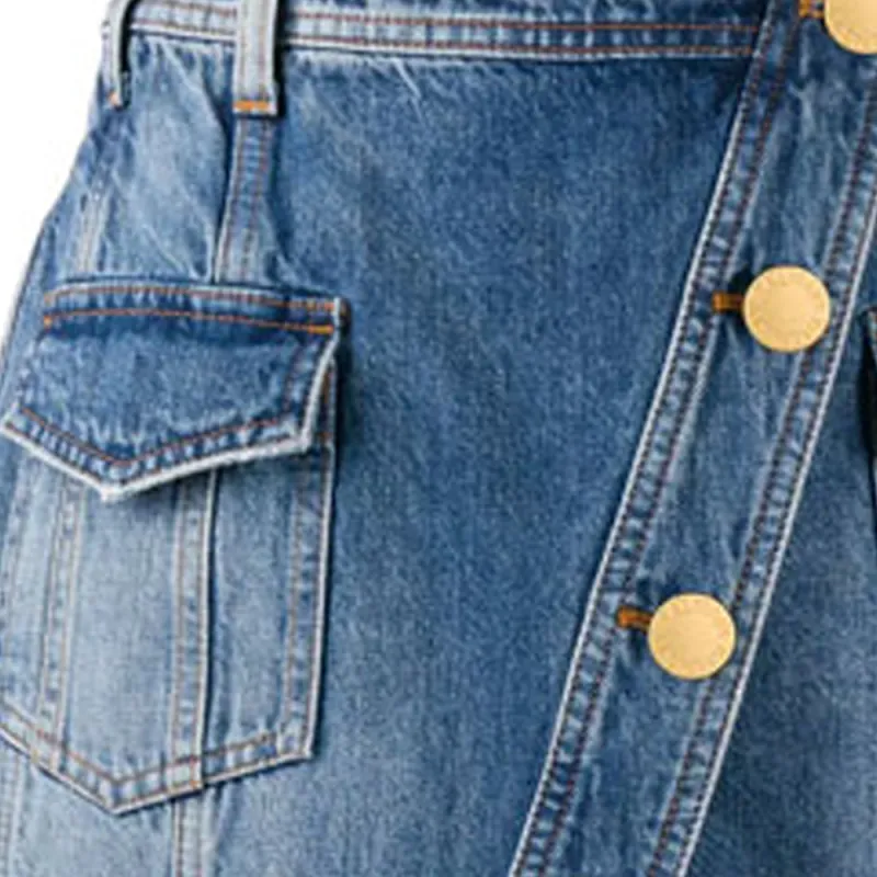 BALMAIN SS21 Denim Short Skirts Women's Blue-5