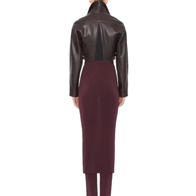 Alaia Leather Jacket Women's Brown-2