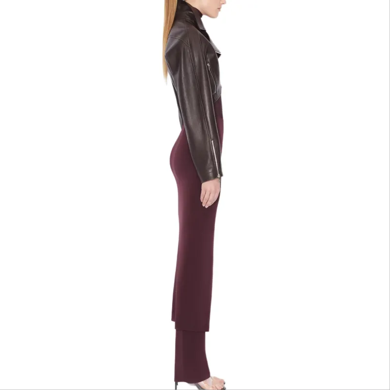Alaia Leather Jacket Women's Brown-3