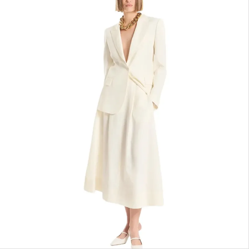 PAROSH Casual Long Skirt Women's White-2