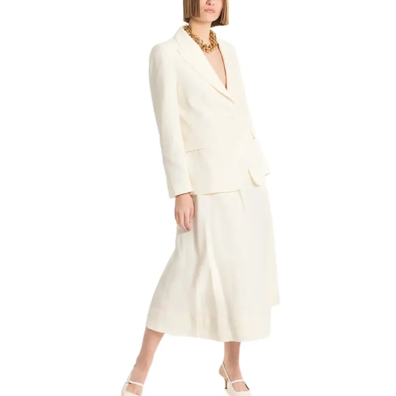 PAROSH Casual Long Skirt Women's White-3