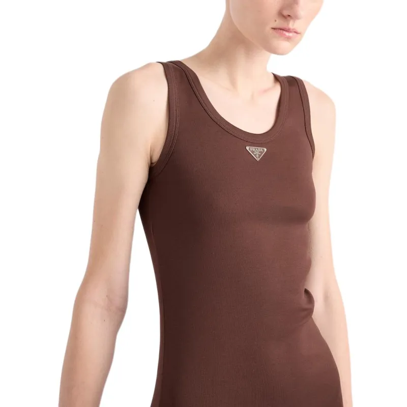 PRADA Sleeveless Dress Women's Brown-3