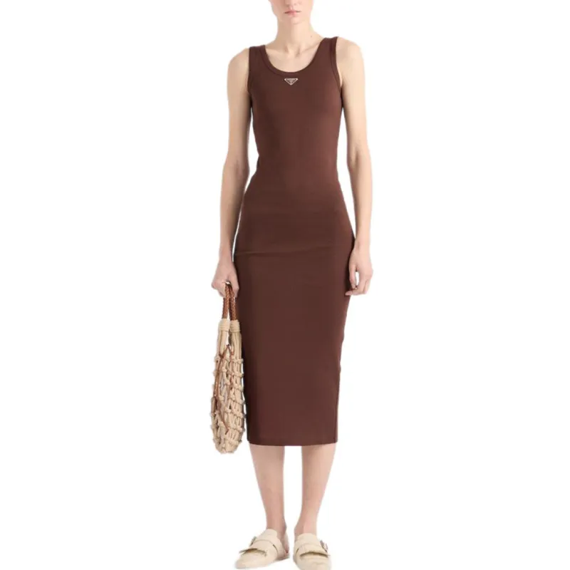 PRADA Sleeveless Dress Women's Brown-1