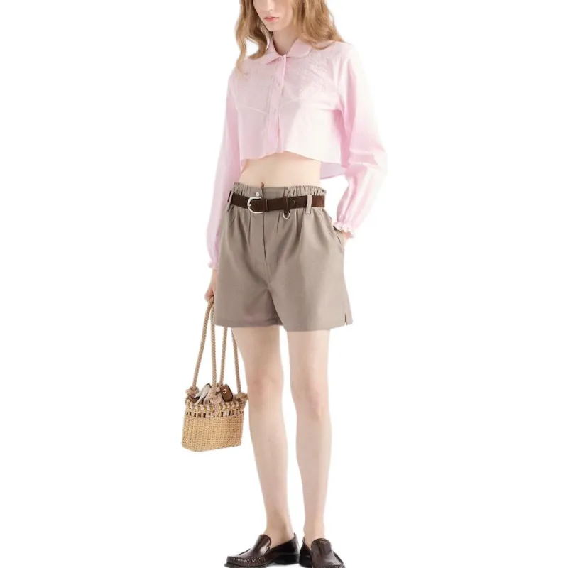 PRADA Mouliné Wool Shorts-3