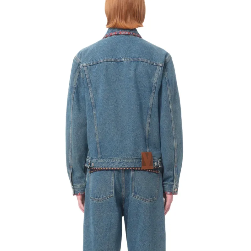 Valentino Printed trim Denim Jacket-3