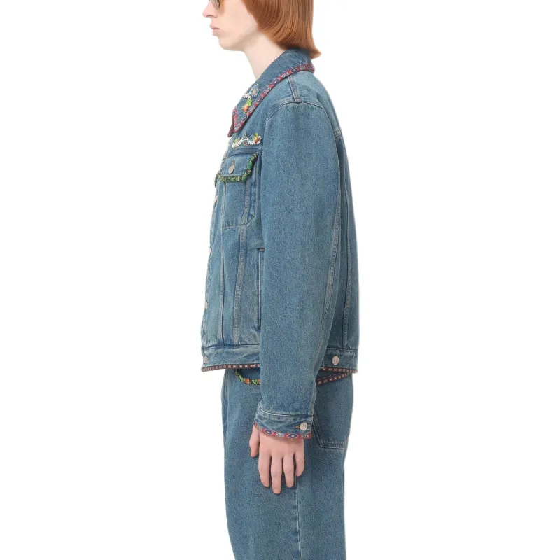 Valentino Printed trim Denim Jacket-4