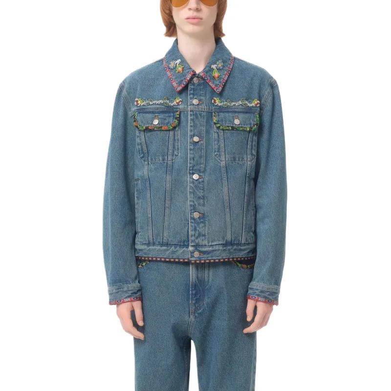 Valentino Printed trim Denim Jacket-1