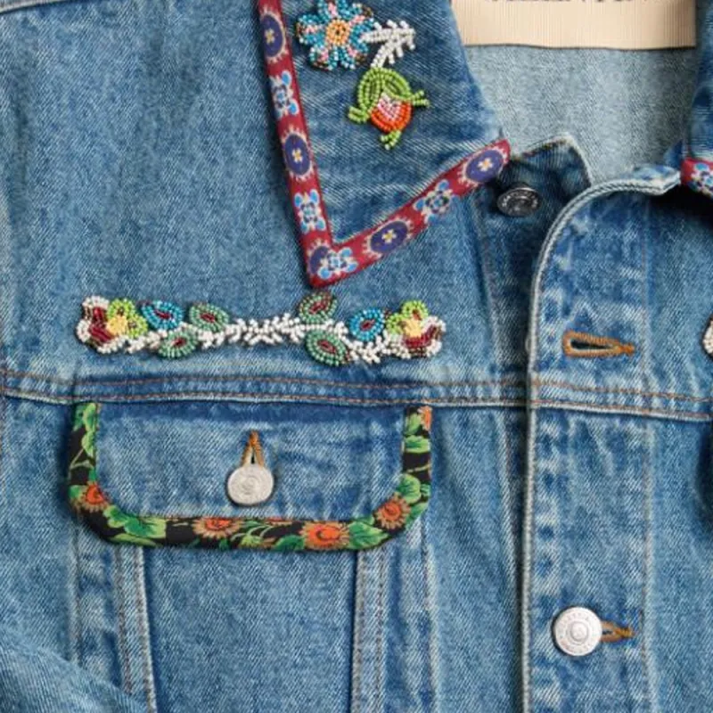 Valentino Printed trim Denim Jacket-7
