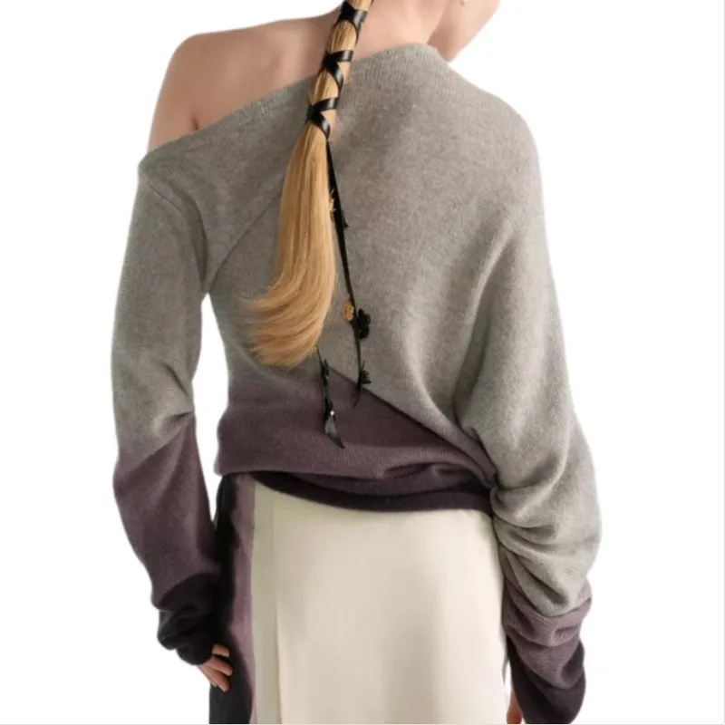 DIOR FW25 Cashmere Sweater Women's Gray Purple-1