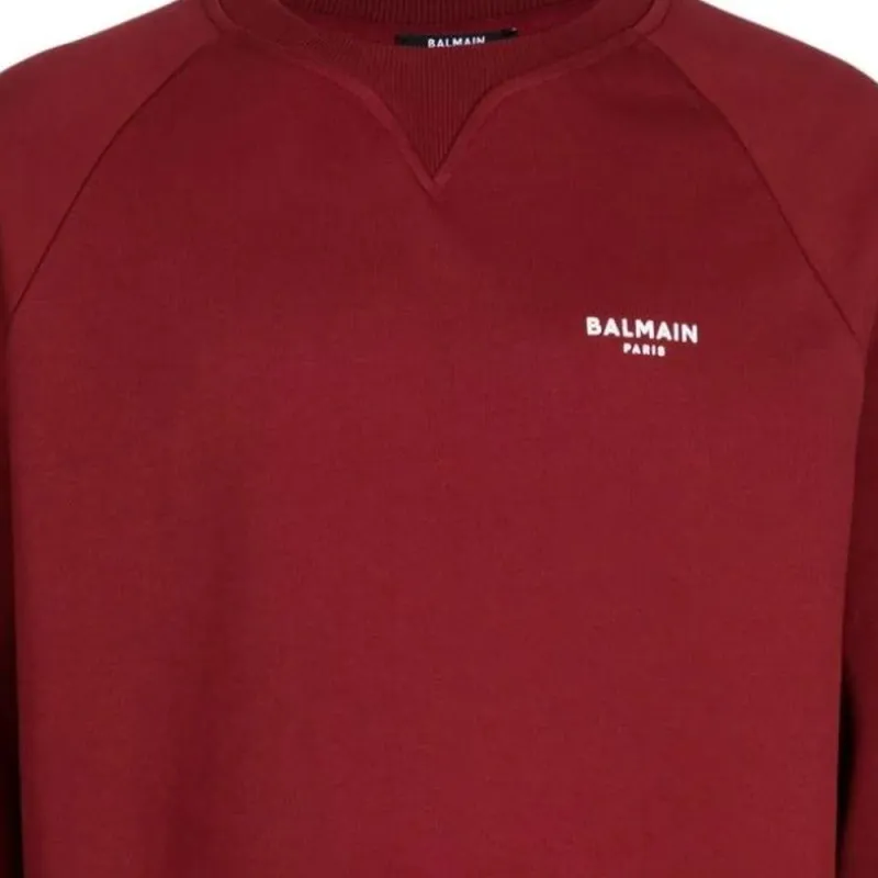 BALMAIN Flocked logo Cotton Raglan Sweatshirt-2