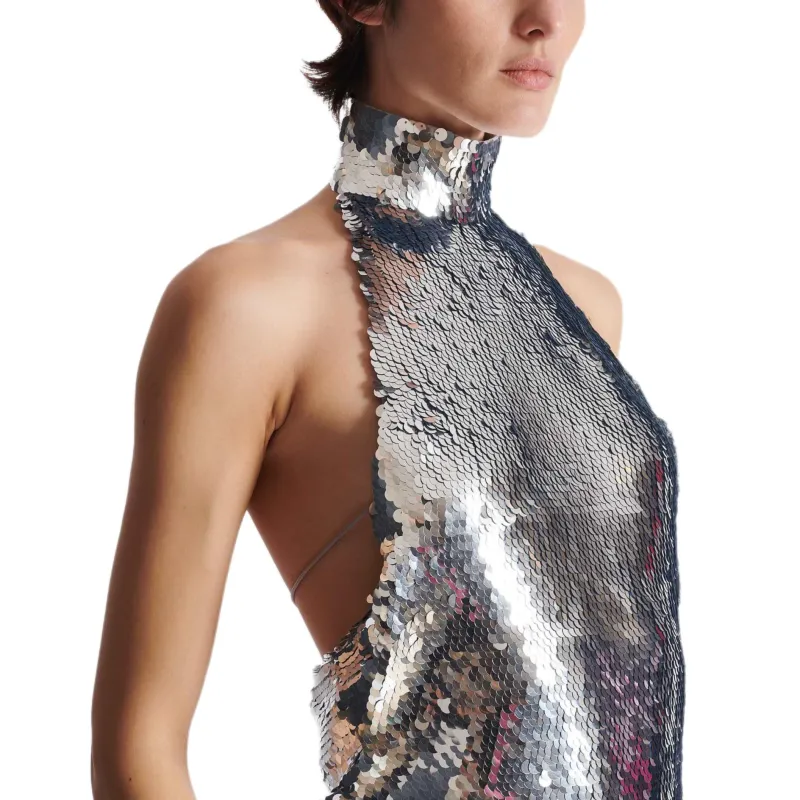 BALMAIN Sleeveless Dress Women's Silver-6