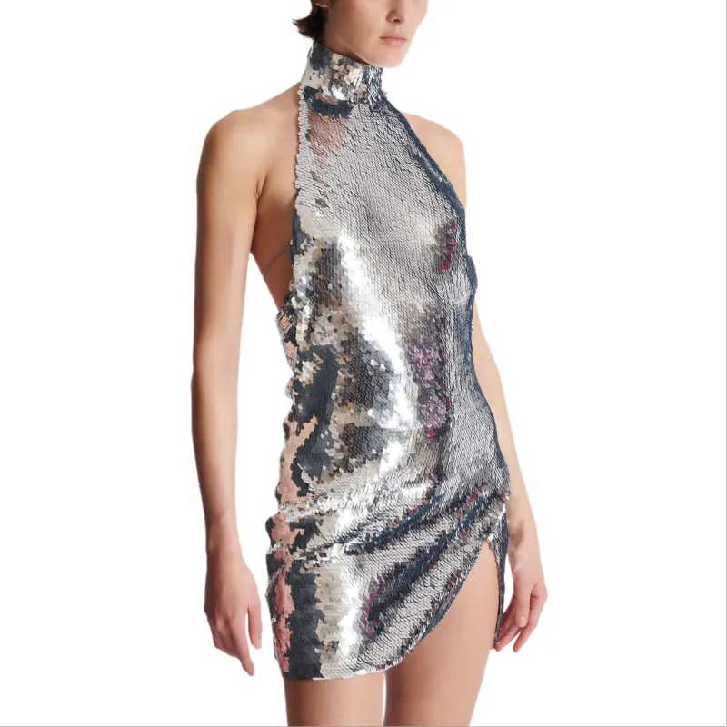 BALMAIN Sleeveless Dress Women's Silver-4