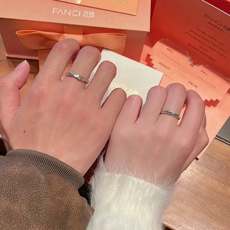 FANCI S925 Silver Ring Pair Unisex-1