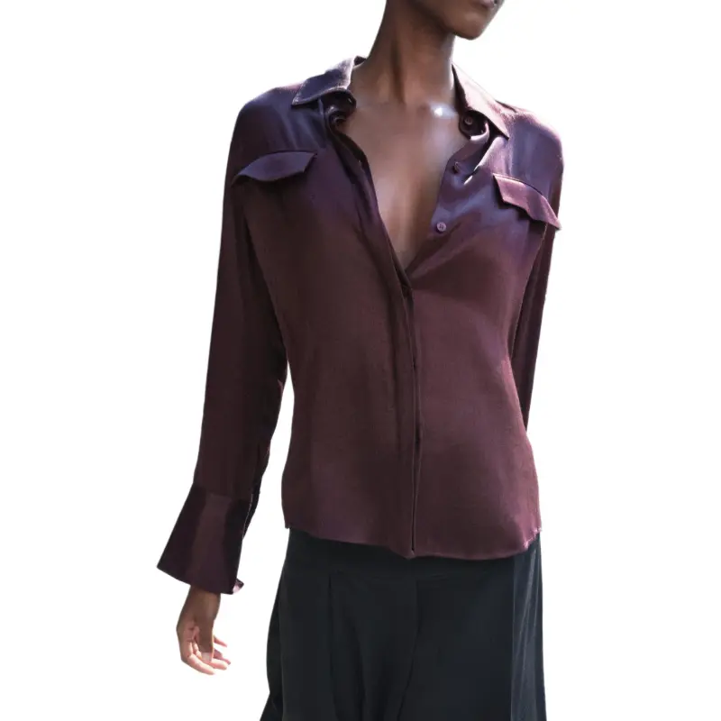 ZARA ZW Series Shirt Women's Burgundy-2