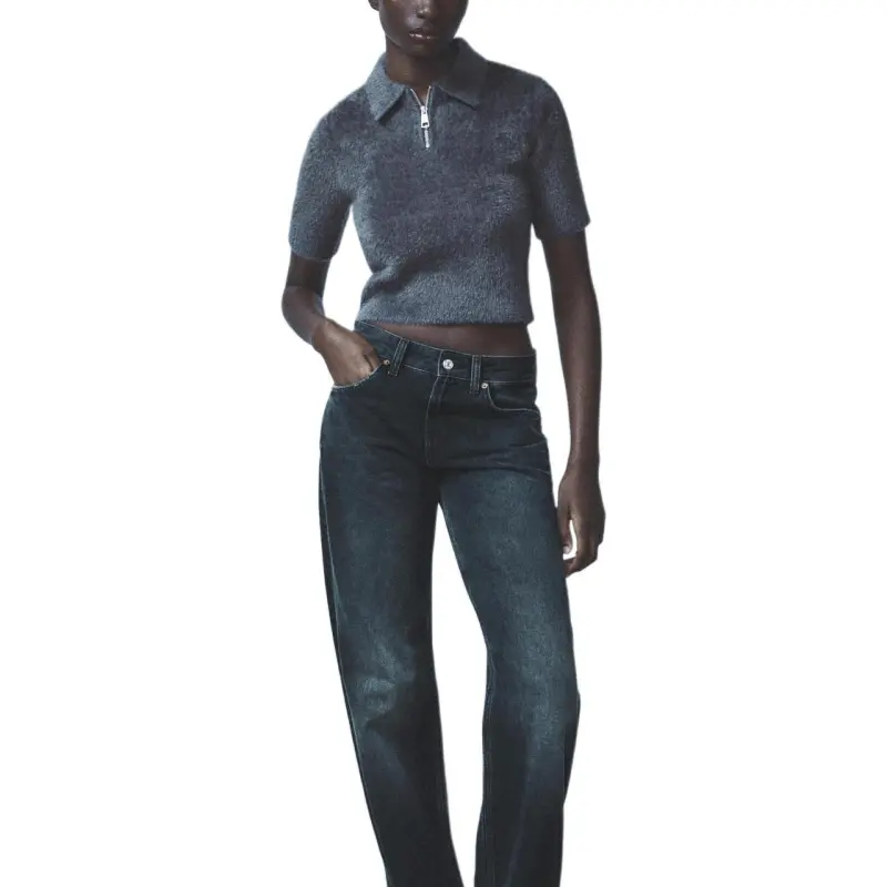 ZARA Polo Shirt Women's Dark Gray-2