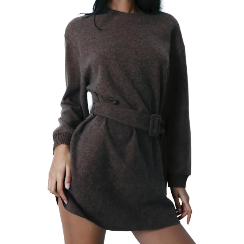 ZARA Long Sleeved Dress Women's Brown-2