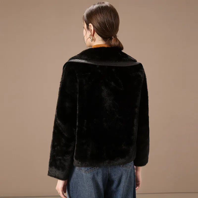 FENHONGMALI Velvet feel Coat Women's Black-1