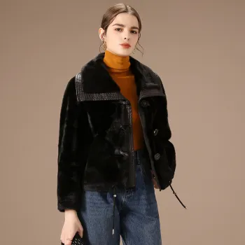 FENHONGMALI Velvet feel Coat Women's Black