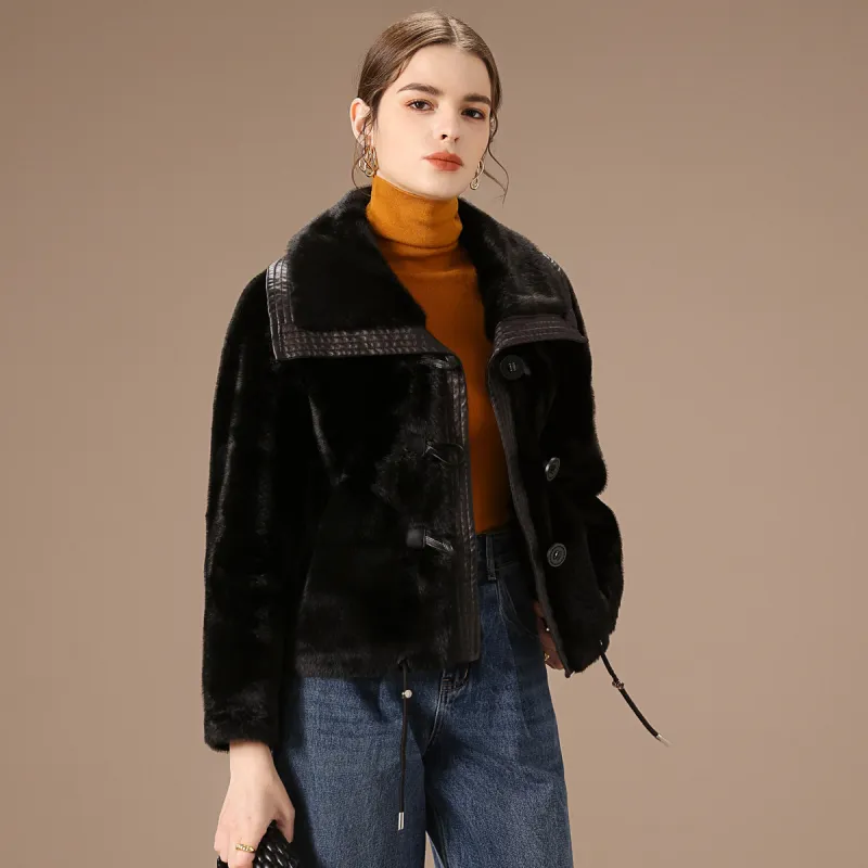 FENHONGMALI Velvet feel Coat Women's Black-0