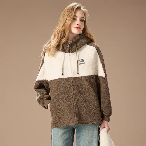 FENHONGMALI Velvet feel Coat Women's Coffee