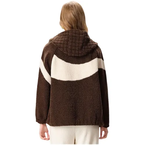 FENHONGMALI Velvet feel Coat Women's Coffee