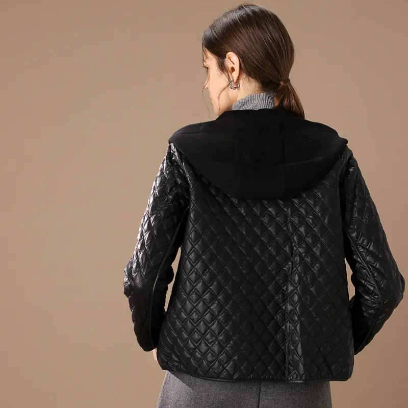 FENHONGMALI Puffer Jacket Women's Black-3