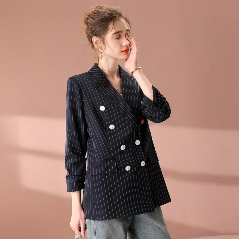 FENHONGMALI Business Suit Women's Navy Blue-3
