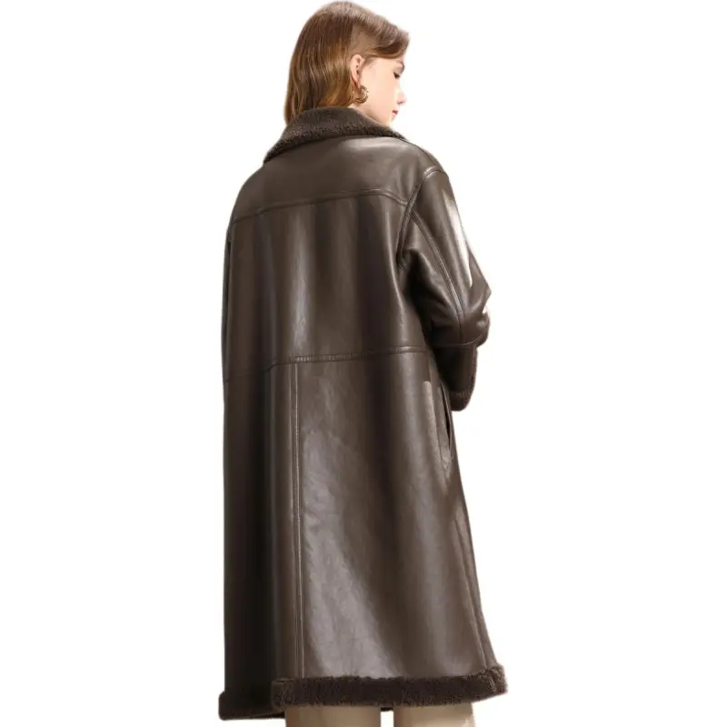 FENHONGMALI Velvet feel Coat Women's Cocoa Brown/Coffee-4