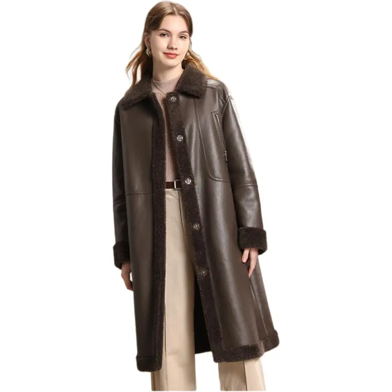 FENHONGMALI Velvet feel Coat Women's Cocoa Brown/Coffee-2