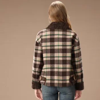 FENHONGMALI Jackets Coats Women's Coffee