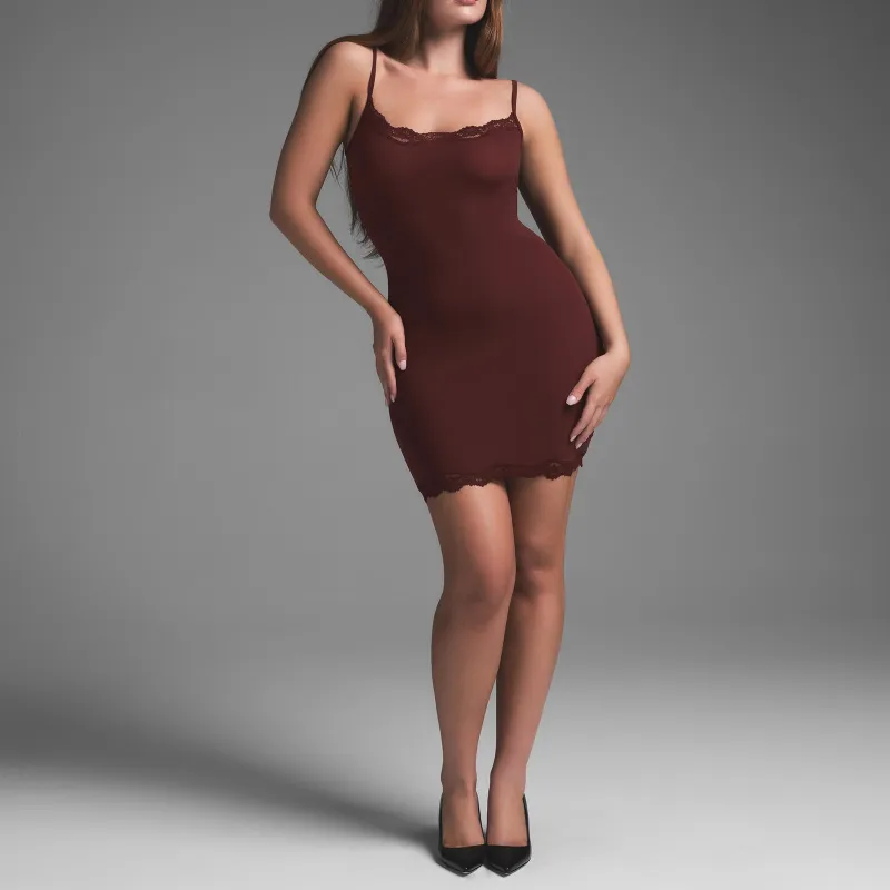 SKIMS FW24 FITS EVERYBODY LACE SLIP DRESS Slip Dresses Women's OXBLOOD/Ox Blood Color-1