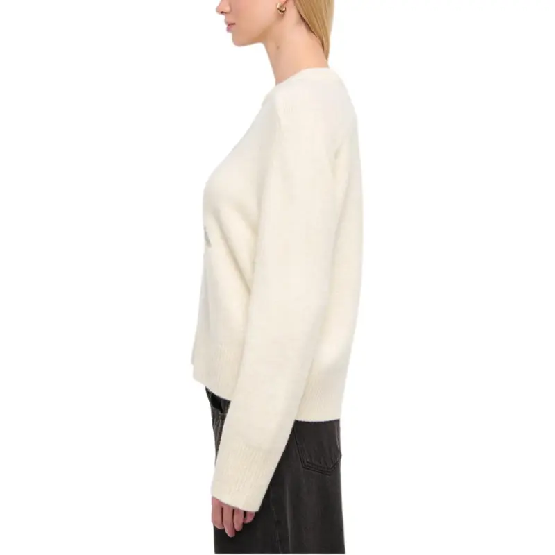 Abercrombie＆Fitch Solid Color Crew Neck Long-Sleeved Versatile Sweater Women's Cream-3