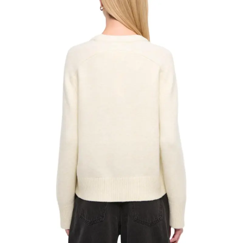 Abercrombie＆Fitch Solid Color Crew Neck Long-Sleeved Versatile Sweater Women's Cream-2