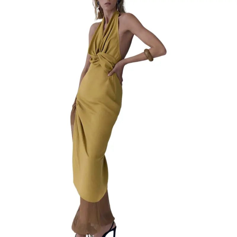ZARA ZW Series Sleeveless Dress Women's Mustard-2