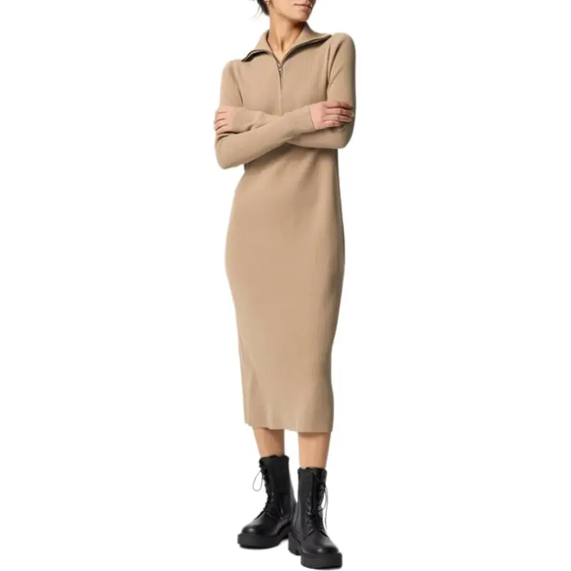 UNIQLO Long Sleeved Dresses Women's Dark Beige-1