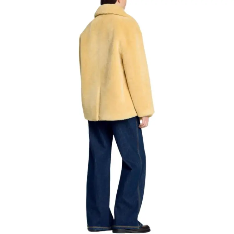 Sandro Faux fur Double breasted Coat-3