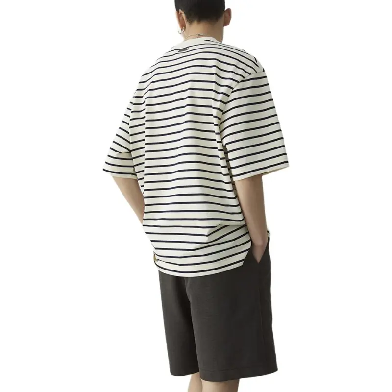 Osens T Shirt Men's White Base Black Stripes-1