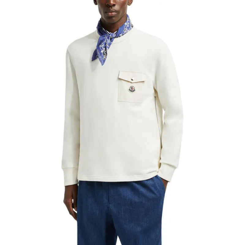 Moncler Logo Patch Chest Pocket Crewneck Sweatshirt-2