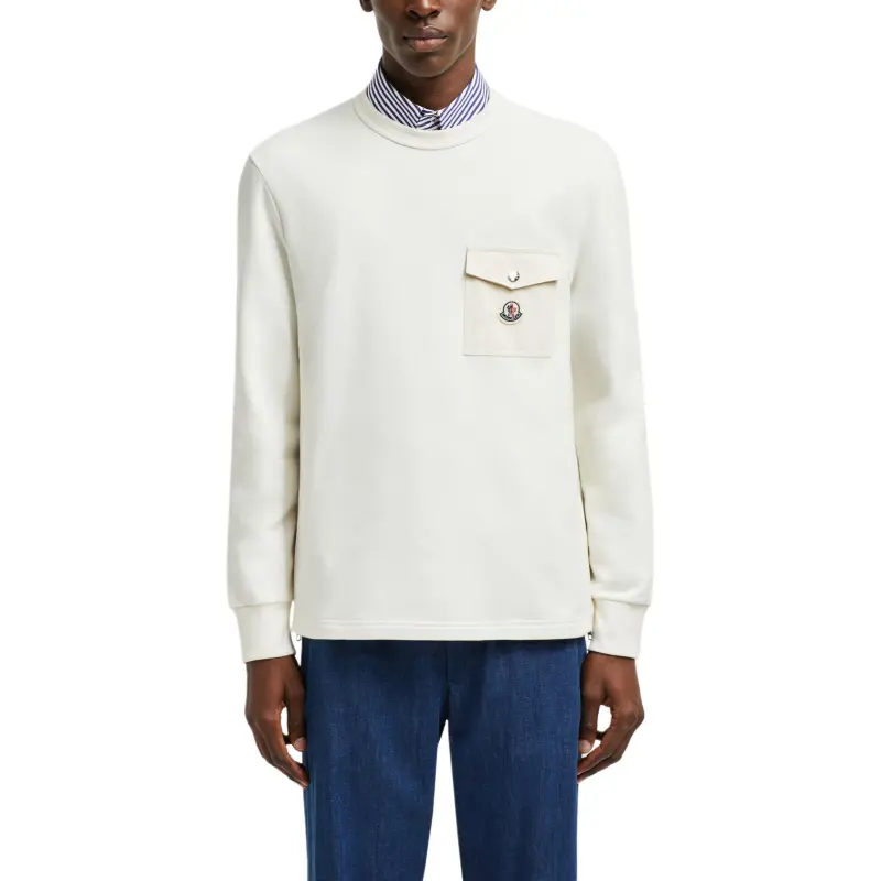 Moncler Logo Patch Chest Pocket Crewneck Sweatshirt-1