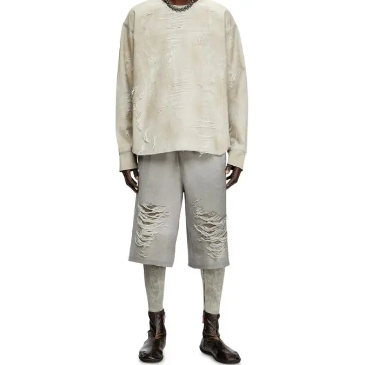 DIESEL D Just Fsg1 Distressed Jacquard Denim Sweatshirt-2