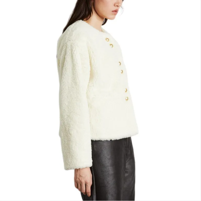 H&M Velvet feel Coat Women's Cream-3