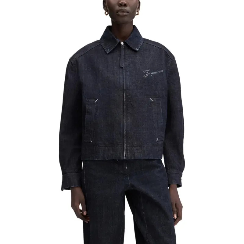 Jacquemus Collared Zip Up Denim Jacket-1